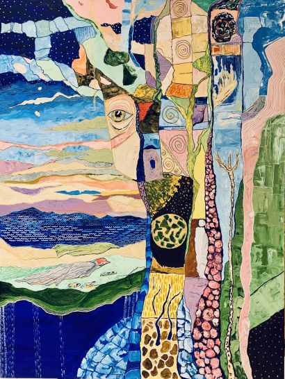 Twilight Whispers of the Patchwork Grove - a Paint Artowrk by Fati Erkenova